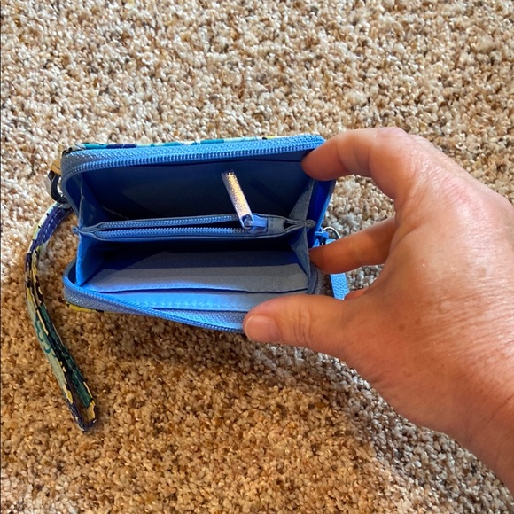 Floral Blue and Green Wristlet Wallet - Picture 3 of 3